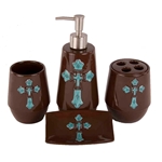 Turquoise Cross Bathroom Set