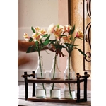 Wooden Tray with Three Glass Bottles