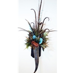 Horn Wall Sconce with Turquoise, Pods and Feathers