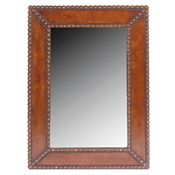 Nail head Leather Mirror