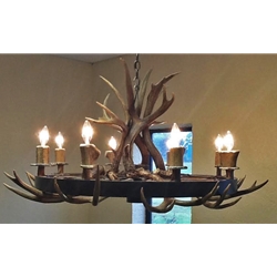 Wagon Wheel Antler Chandelier