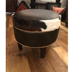 Wild West Furniture Ml Round Ottoman Cowhide Ottoman