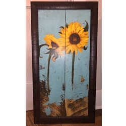 SUNFLOWERS ON WOOD I