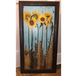 SUNFLOWERS ON WOOD III