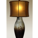 Clay Lamp with Oval Rawhide Shade