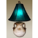 Clay Lamp with Triangular Rawhide Shade